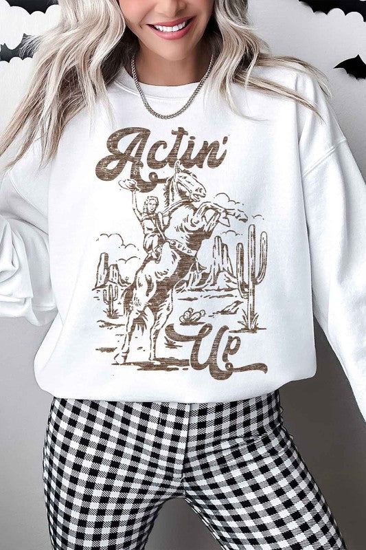 ACTIN UP WESTERN COWGIRL OVERSIZED SWEATSHIRT